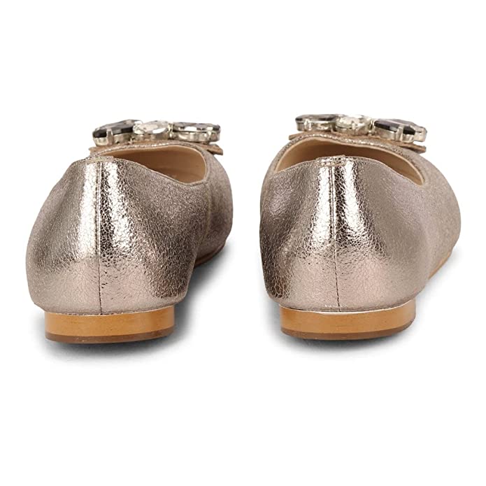 SaintG Womens Stone Embellished Handcrafted Leather Ballerinas