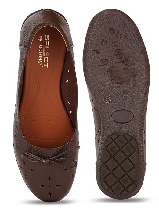 Footons Women's Lightweight Premium Leather Stylish Slip on casusal/Party/Ethinic wear Ballet/bellerinas/Bellies Flat