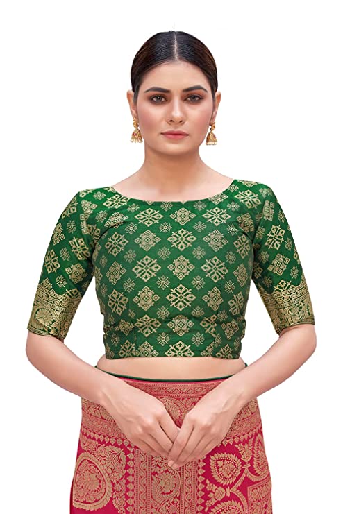 Monjolika Fashion Women's Woven Silk Saree With Blouse Piece (4504_Color)