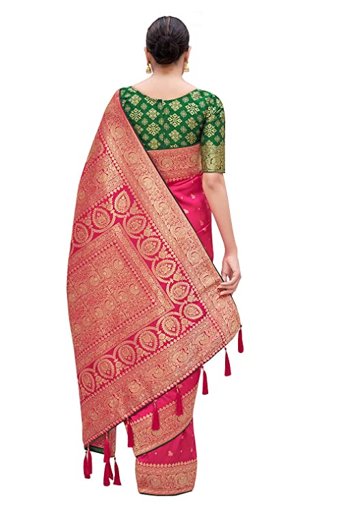 Monjolika Fashion Women's Woven Silk Saree With Blouse Piece (4504_Color)