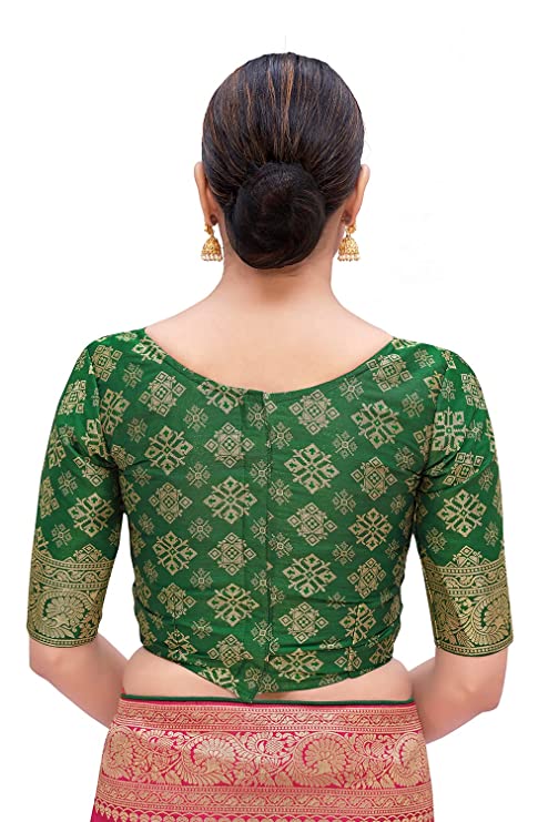 Monjolika Fashion Women's Woven Silk Saree With Blouse Piece (4504_Color)