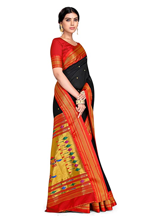 Varkala Silk Sarees Women's Paithani Soft Silk double Pallu Saree With Blouse Piece
