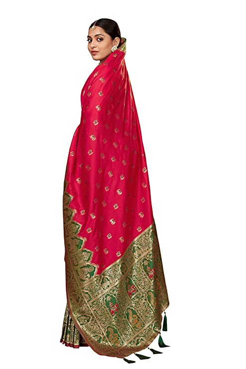 Manohari Women's Heavy Woven Pattern Modern Jacquard Work Most Trendy and Famous 5.5 Meter Saree with 0.8 Meter fully Jacquard Trendy Work Blouse Piece