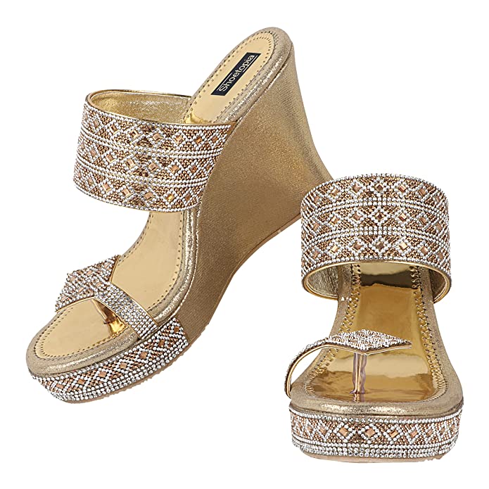 Do Bhai Women Material-Synthtic, Stylish Ethnic Wedges