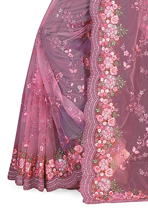 CHITRAKSHI Women's Designer Hevy net saree with work & Blouse Piece