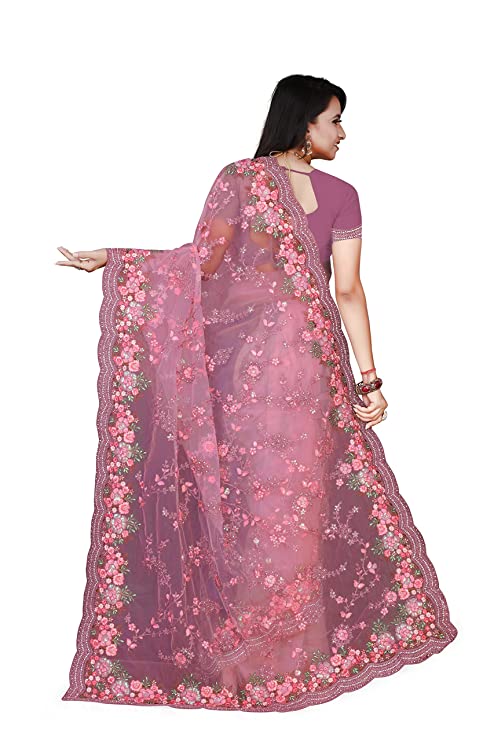 CHITRAKSHI Women's Designer Hevy net saree with work & Blouse Piece